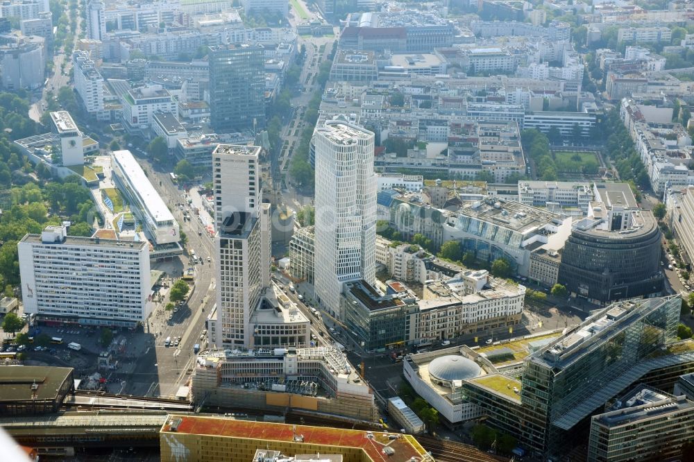 Aerial photograph Berlin - High-rise ensemble of Zoofenster and Neubau Upper West on Joachinsthaler Strasse - Hardenbergstrasse in Ortsteil Bezirk Charlottenburg in Berlin, Germany