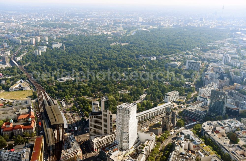 Berlin from above - High-rise ensemble of Zoofenster and Neubau Upper West on Joachinsthaler Strasse - Hardenbergstrasse in Ortsteil Bezirk Charlottenburg in Berlin, Germany