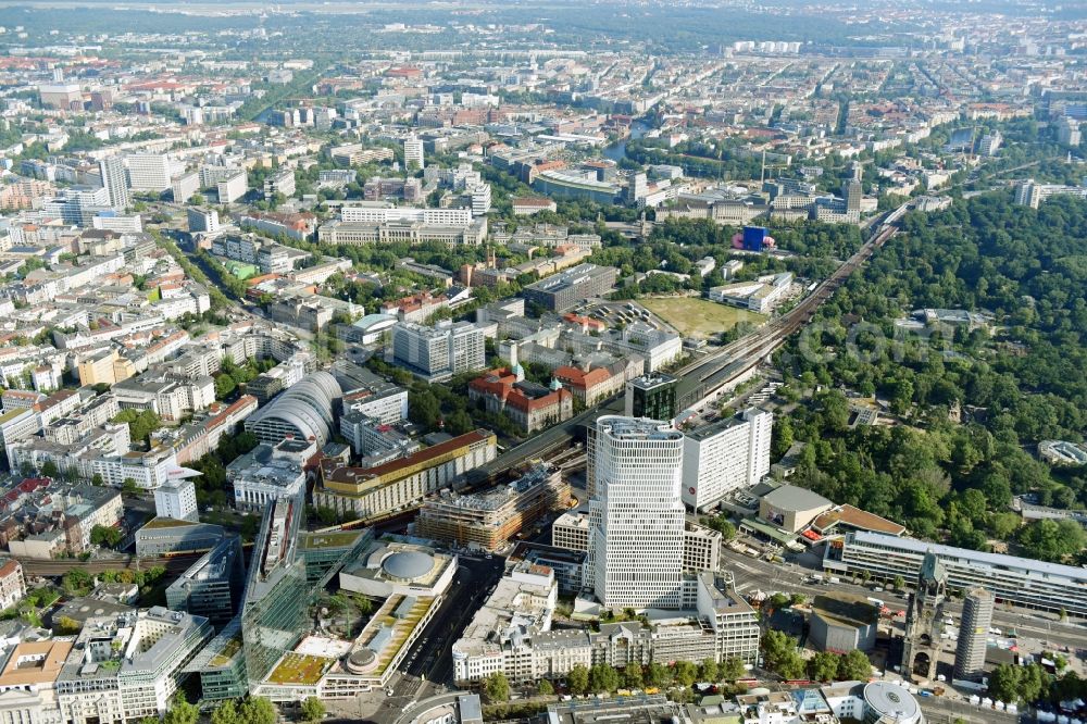 Aerial image Berlin - High-rise ensemble of Zoofenster and Neubau Upper West on Joachinsthaler Strasse - Hardenbergstrasse in Ortsteil Bezirk Charlottenburg in Berlin, Germany