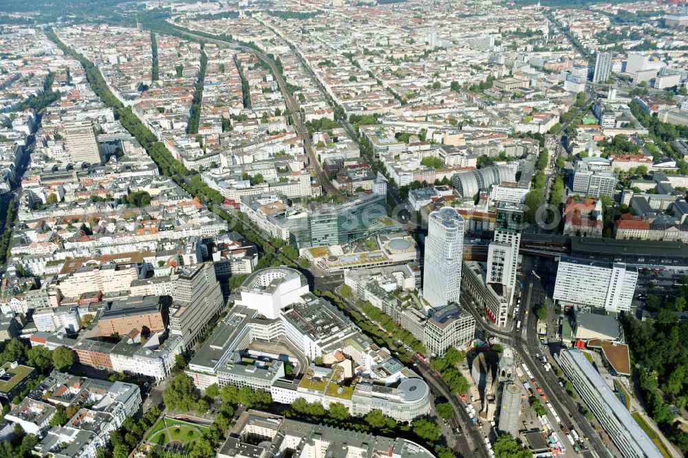 Aerial photograph Berlin - High-rise ensemble of Zoofenster and Neubau Upper West on Joachinsthaler Strasse - Hardenbergstrasse in Ortsteil Bezirk Charlottenburg in Berlin, Germany