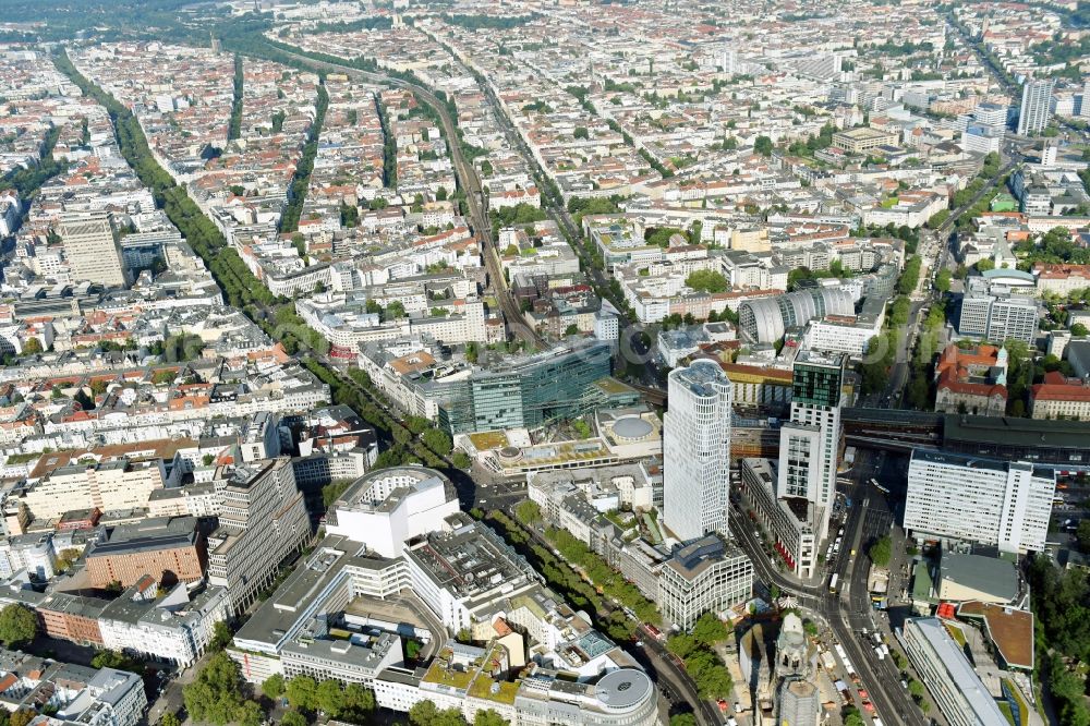 Berlin from above - High-rise ensemble of Zoofenster and Neubau Upper West on Joachinsthaler Strasse - Hardenbergstrasse in Ortsteil Bezirk Charlottenburg in Berlin, Germany