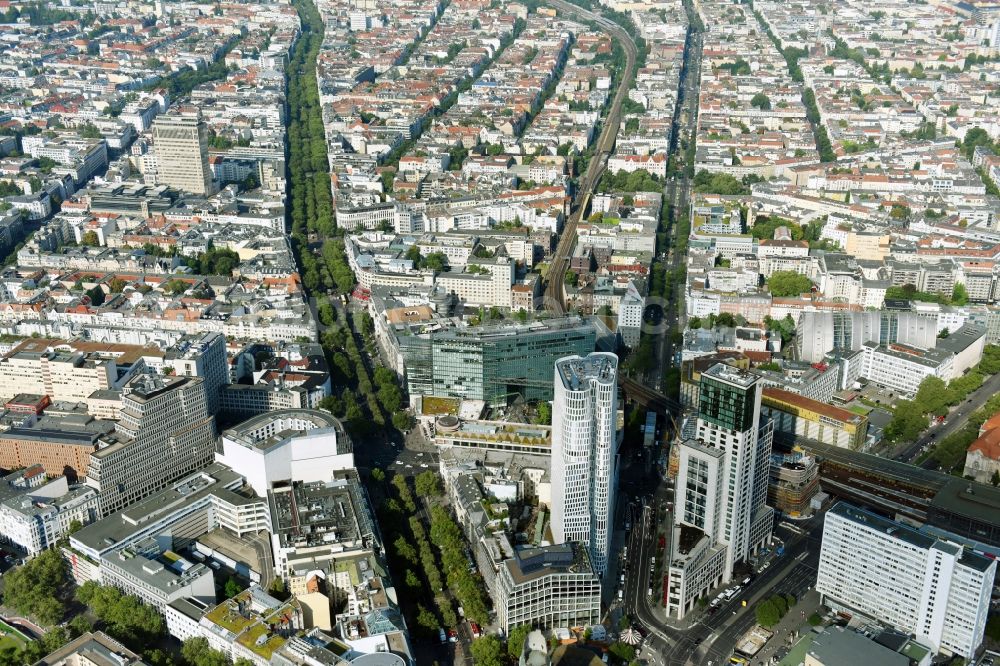 Aerial image Berlin - High-rise ensemble of Zoofenster and Neubau Upper West on Joachinsthaler Strasse - Hardenbergstrasse in Ortsteil Bezirk Charlottenburg in Berlin, Germany