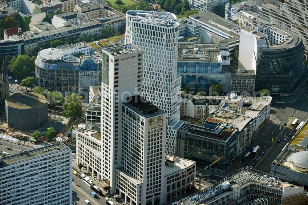 Aerial image Berlin - High-rise ensemble of Zoofenster and Neubau Upper West on Joachinsthaler Strasse - Hardenbergstrasse in Ortsteil Bezirk Charlottenburg in Berlin, Germany