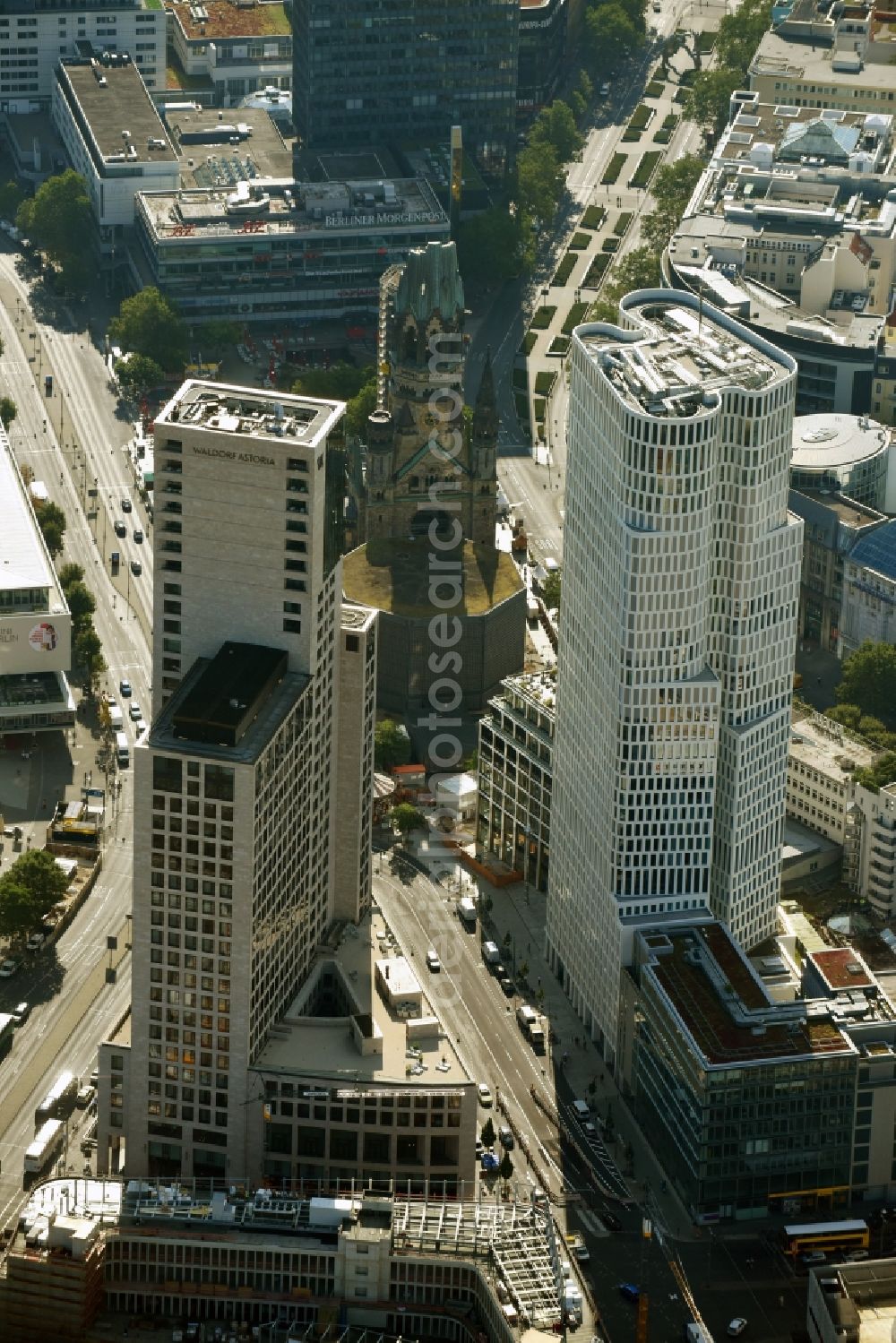 Aerial image Berlin - High-rise ensemble of Zoofenster and Neubau Upper West on Joachinsthaler Strasse - Hardenbergstrasse in Ortsteil Bezirk Charlottenburg in Berlin, Germany