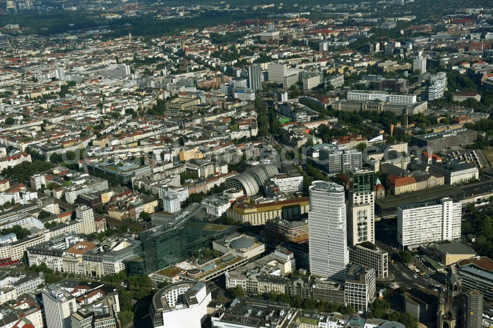 Aerial image Berlin - High-rise ensemble of Zoofenster and Neubau Upper West on Joachinsthaler Strasse - Hardenbergstrasse in Ortsteil Bezirk Charlottenburg in Berlin, Germany