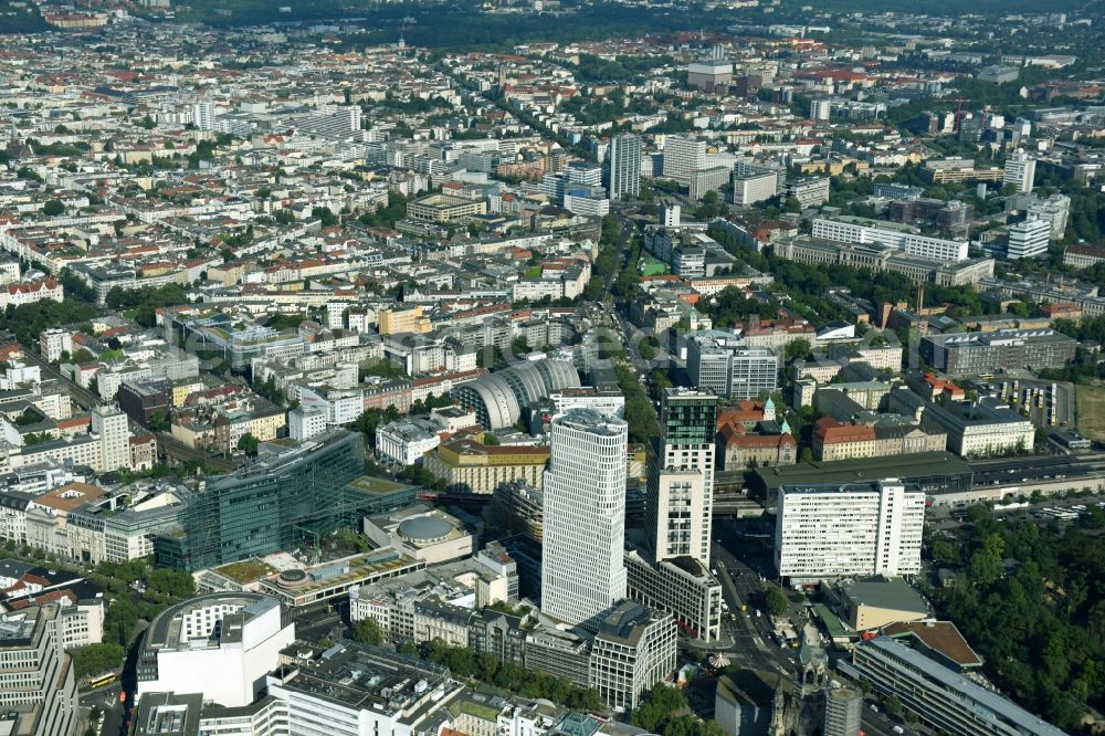 Aerial photograph Berlin - High-rise ensemble of Zoofenster and Neubau Upper West on Joachinsthaler Strasse - Hardenbergstrasse in Ortsteil Bezirk Charlottenburg in Berlin, Germany