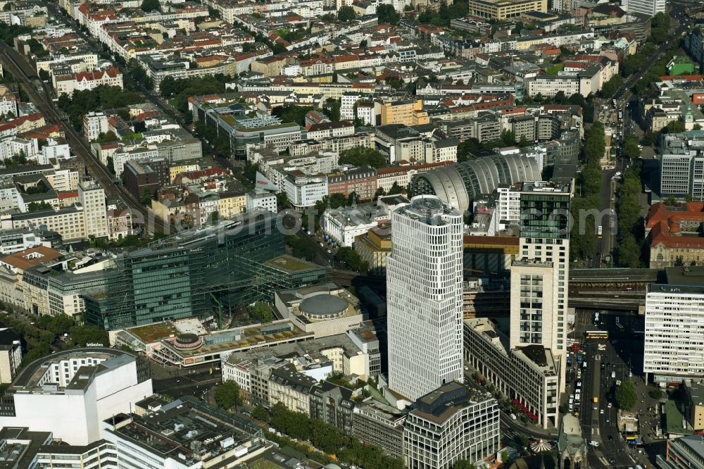 Aerial image Berlin - High-rise ensemble of Zoofenster and Neubau Upper West on Joachinsthaler Strasse - Hardenbergstrasse in Ortsteil Bezirk Charlottenburg in Berlin, Germany