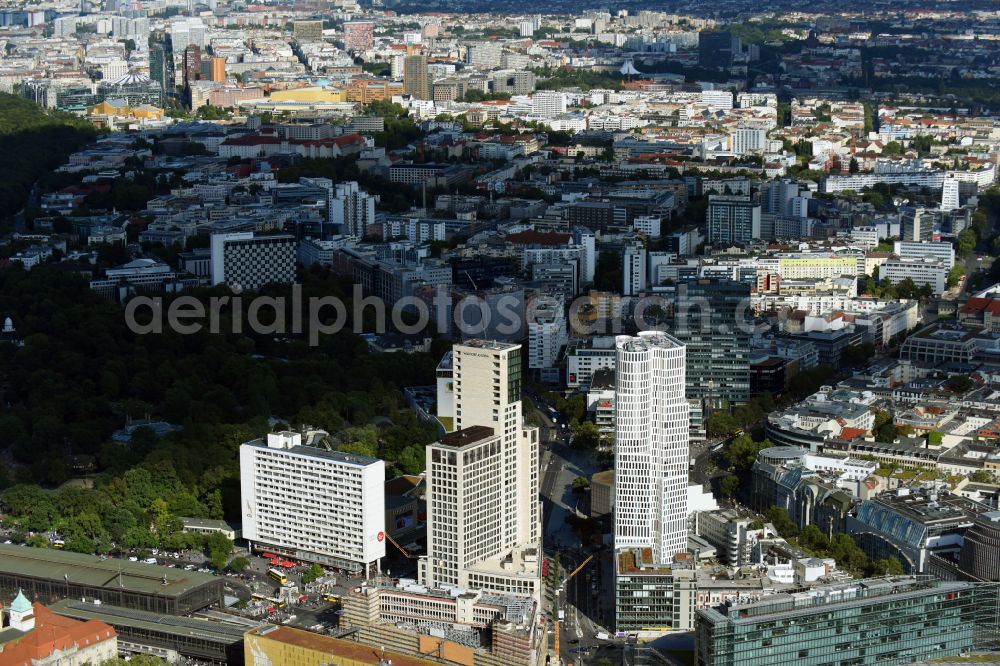 Aerial image Berlin - High-rise ensemble of Zoofenster and Neubau Upper West on Joachinsthaler Strasse - Hardenbergstrasse in Ortsteil Bezirk Charlottenburg in Berlin, Germany