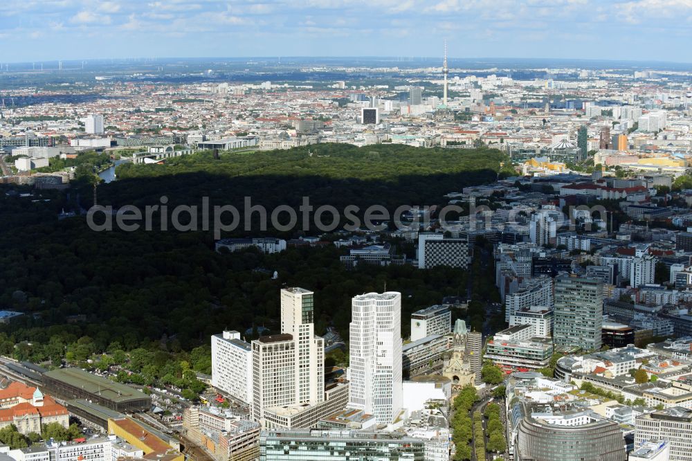 Aerial photograph Berlin - High-rise ensemble of Zoofenster and Neubau Upper West on Joachinsthaler Strasse - Hardenbergstrasse in Ortsteil Bezirk Charlottenburg in Berlin, Germany