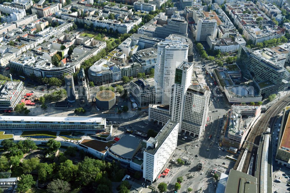 Aerial image Berlin - High-rise ensemble of Zoofenster and Neubau Upper West on Joachinsthaler Strasse - Hardenbergstrasse in Ortsteil Bezirk Charlottenburg in Berlin, Germany