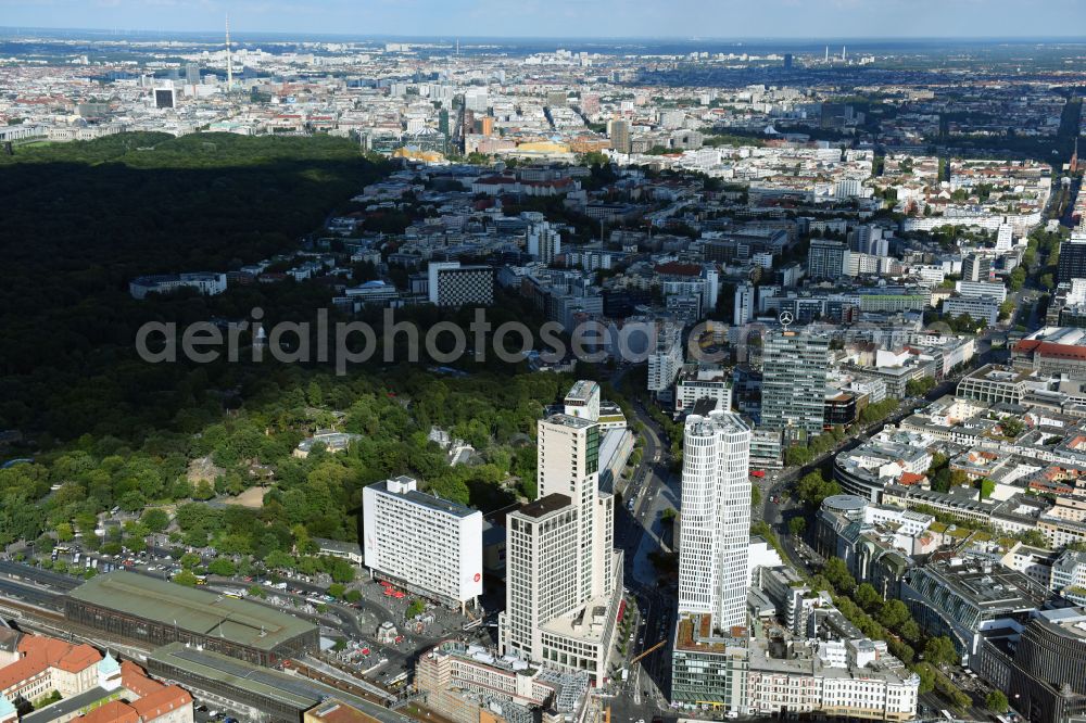 Aerial image Berlin - High-rise ensemble of Zoofenster and Neubau Upper West on Joachinsthaler Strasse - Hardenbergstrasse in Ortsteil Bezirk Charlottenburg in Berlin, Germany