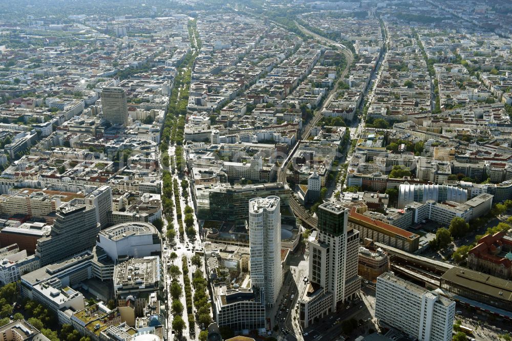 Berlin from the bird's eye view: High-rise ensemble of Zoofenster and Neubau Upper West on Joachinsthaler Strasse - Hardenbergstrasse in Ortsteil Bezirk Charlottenburg in Berlin, Germany