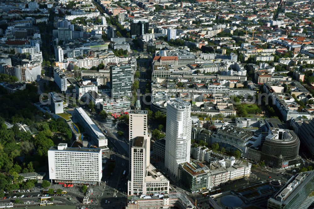 Aerial image Berlin - High-rise ensemble of Zoofenster and Neubau Upper West on Joachinsthaler Strasse - Hardenbergstrasse in Ortsteil Bezirk Charlottenburg in Berlin, Germany