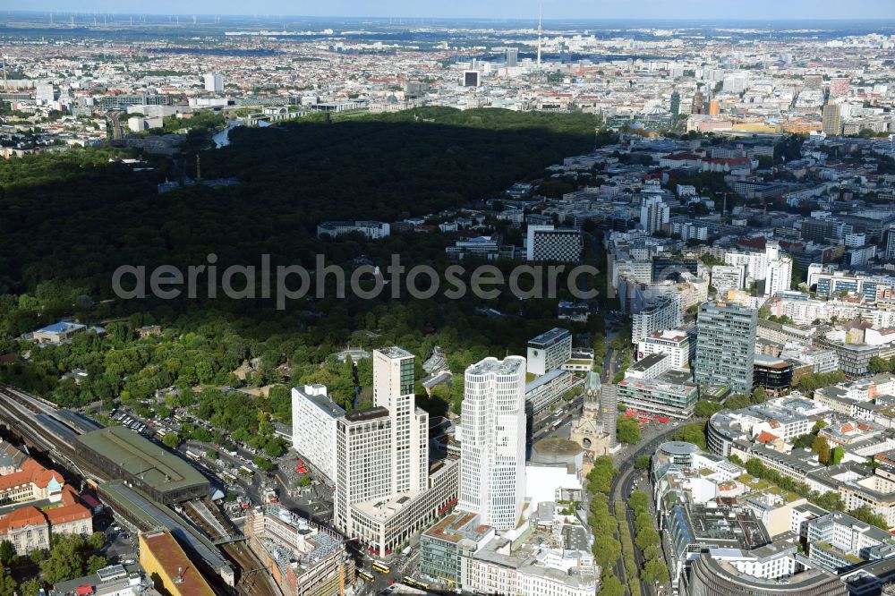 Berlin from above - High-rise ensemble of Zoofenster and Neubau Upper West on Joachinsthaler Strasse - Hardenbergstrasse in Ortsteil Bezirk Charlottenburg in Berlin, Germany