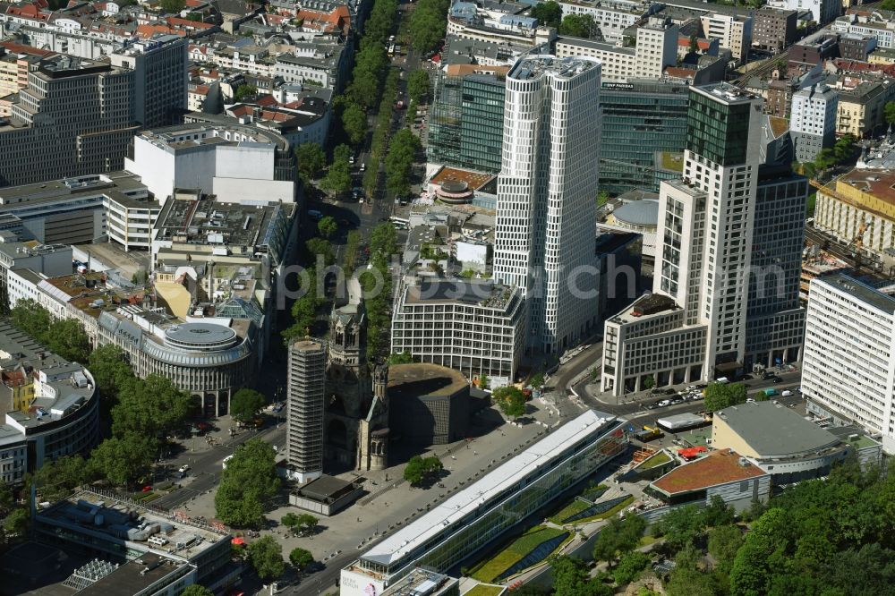 Berlin from above - High-rise ensemble of Zoofenster and Neubau Upper West on Joachinsthaler Strasse - Hardenbergstrasse in Ortsteil Bezirk Charlottenburg in Berlin, Germany