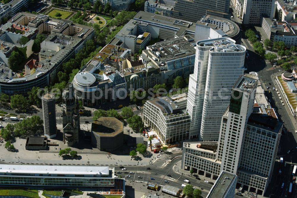 Aerial image Berlin - High-rise ensemble of Zoofenster and Neubau Upper West on Joachinsthaler Strasse - Hardenbergstrasse in Ortsteil Bezirk Charlottenburg in Berlin, Germany