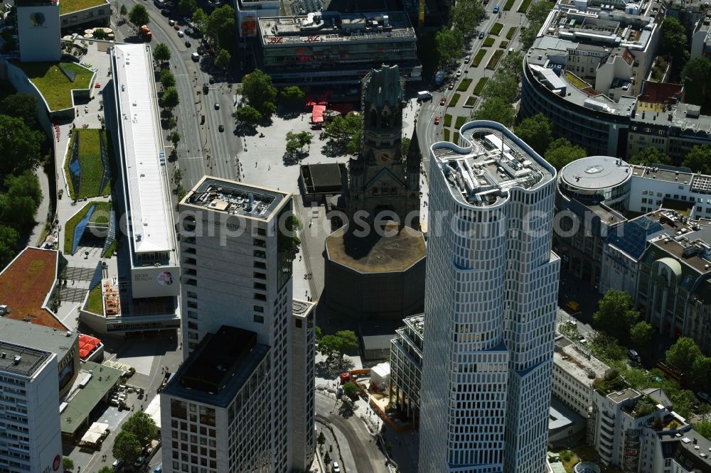 Berlin from above - High-rise ensemble of Zoofenster and Neubau Upper West on Joachinsthaler Strasse - Hardenbergstrasse in Ortsteil Bezirk Charlottenburg in Berlin, Germany