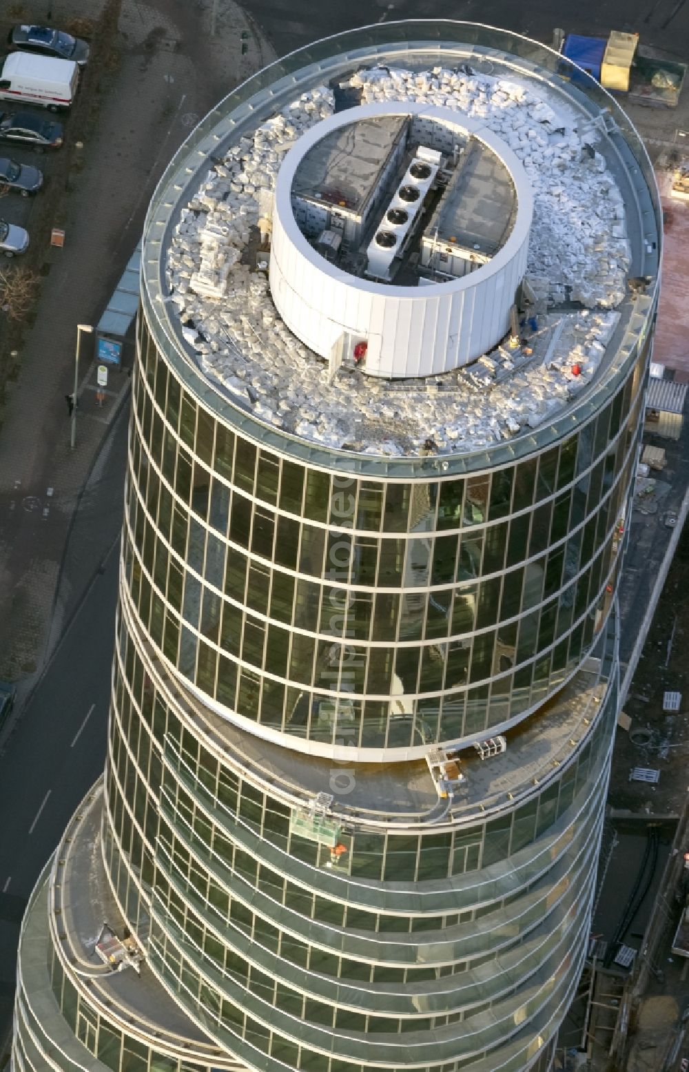 Aerial photograph Bochum - Skyscraper Exenterhouse - Exenterhaus on a former bunker at the University Street in Bochum