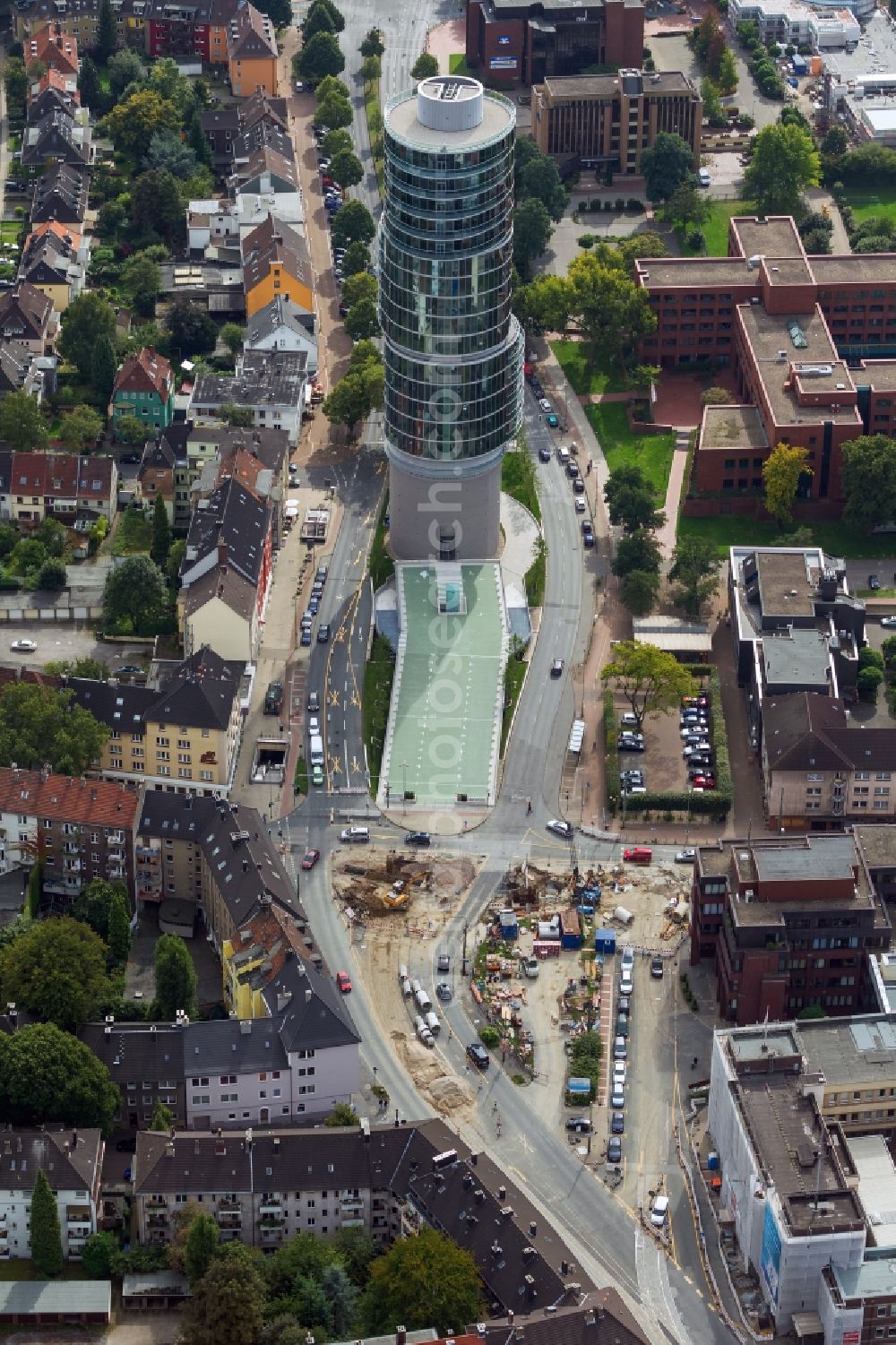 Bochum from above - Construction Site at a former bunker at the University Street in Bochum