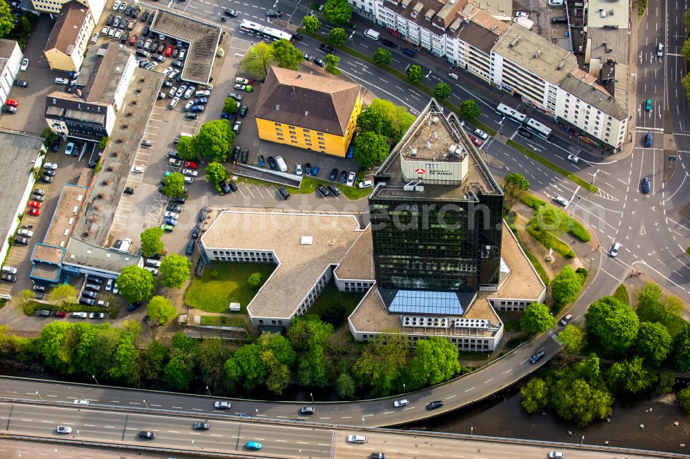 Hagen from above - High-rise buildings Agentur fuer Arbeit on Koernerstrasse in Hagen at Ruhrgebiet in the state North Rhine-Westphalia