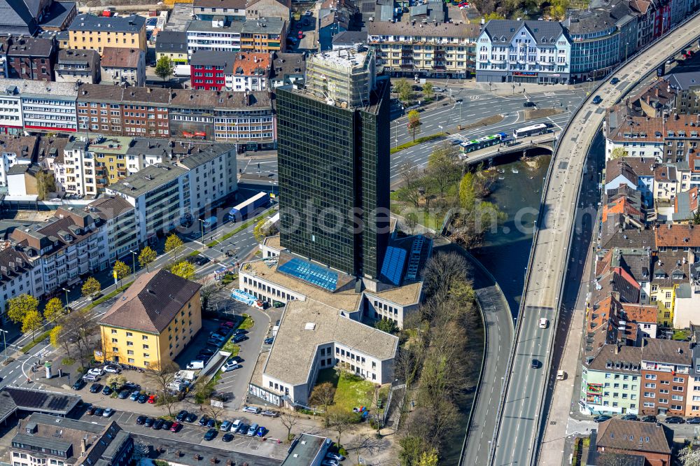 Aerial image Hagen - High-rise buildings Agentur fuer Arbeit on Koernerstrasse in Hagen at Ruhrgebiet in the state North Rhine-Westphalia