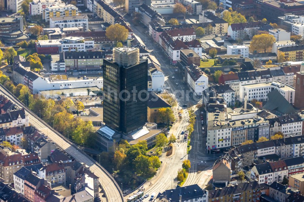 Aerial image Hagen - High-rise buildings Agentur fuer Arbeit on Koernerstrasse in Hagen at Ruhrgebiet in the state North Rhine-Westphalia