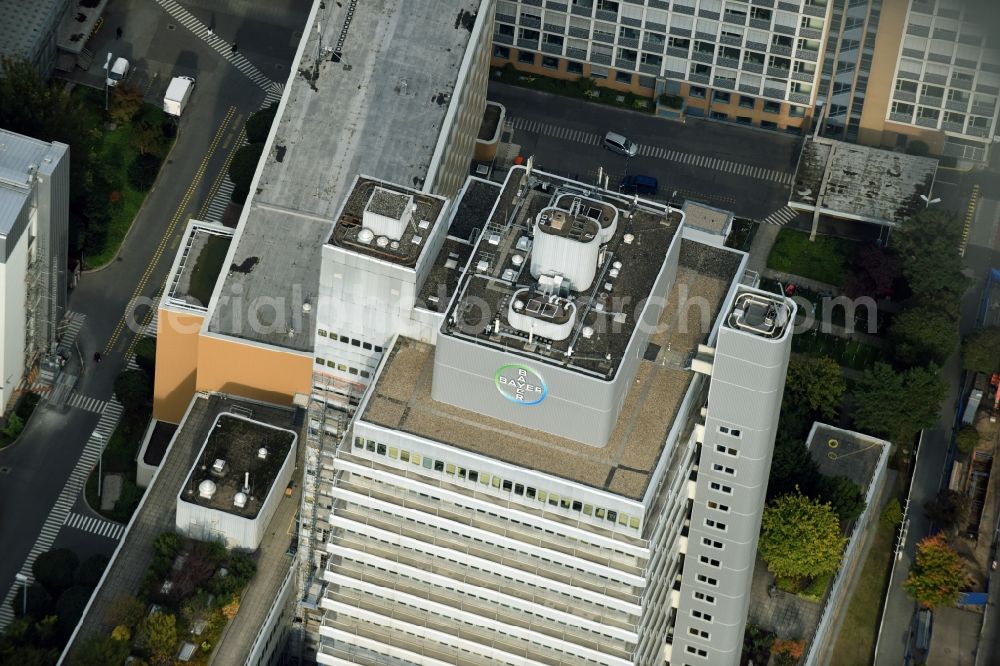 Berlin from above - High-rise buildings Bayer Pharma AG on Muellerstrasse destrict Wedding in Berlin