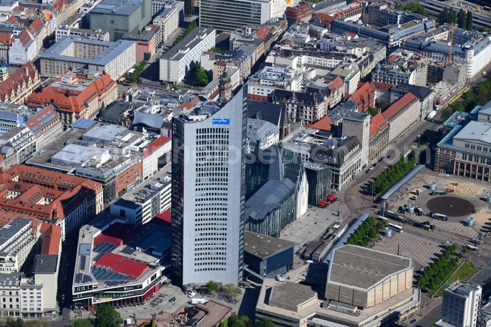 Leipzig from above - High-rise buildings City-Hochhaus in Leipzig in the state Saxony