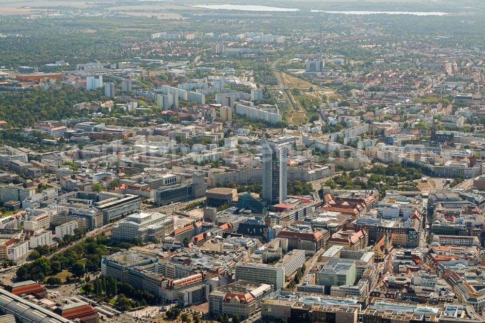 Aerial photograph Leipzig - High-rise buildings City-Hochhaus in Leipzig in the state Saxony