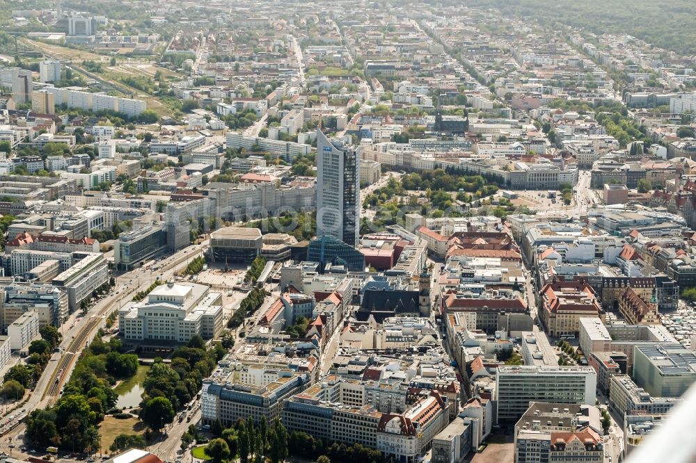 Leipzig from the bird's eye view: High-rise buildings City-Hochhaus in Leipzig in the state Saxony