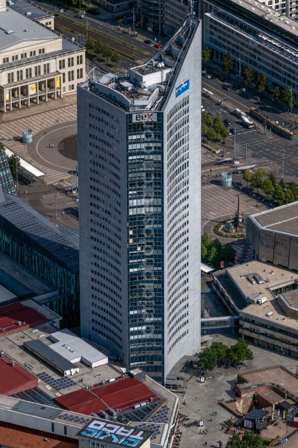 Aerial image Leipzig - High-rise buildings City-Hochhaus in Leipzig in the state Saxony