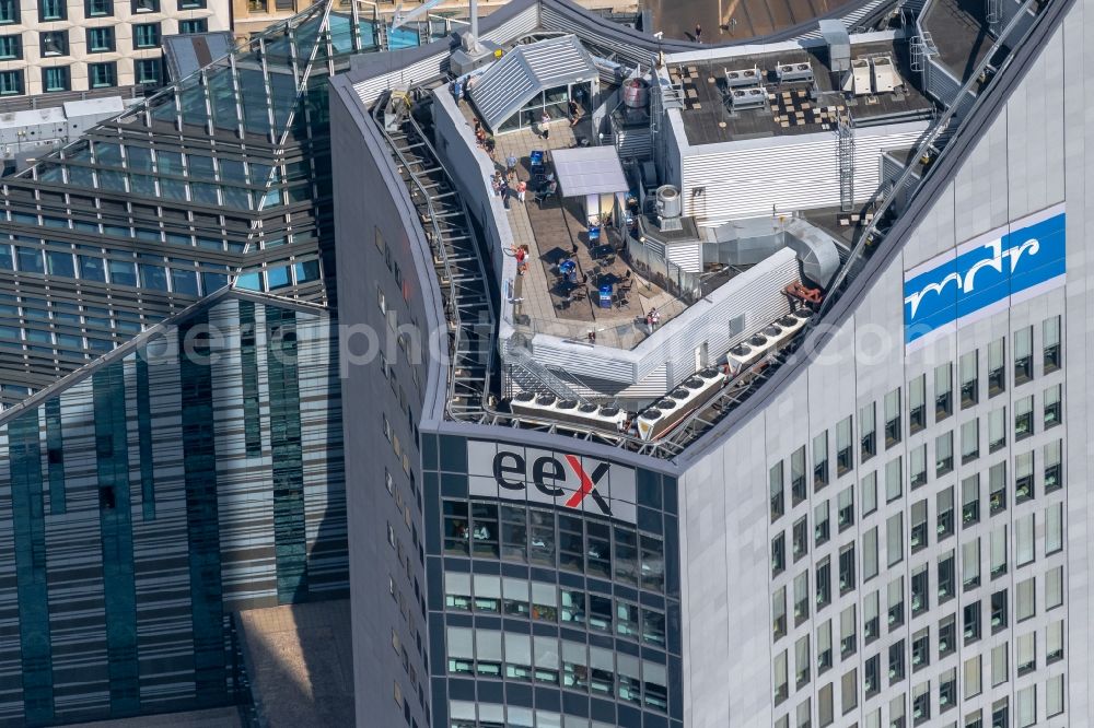 Leipzig from the bird's eye view: High-rise buildings City-Hochhaus in Leipzig in the state Saxony