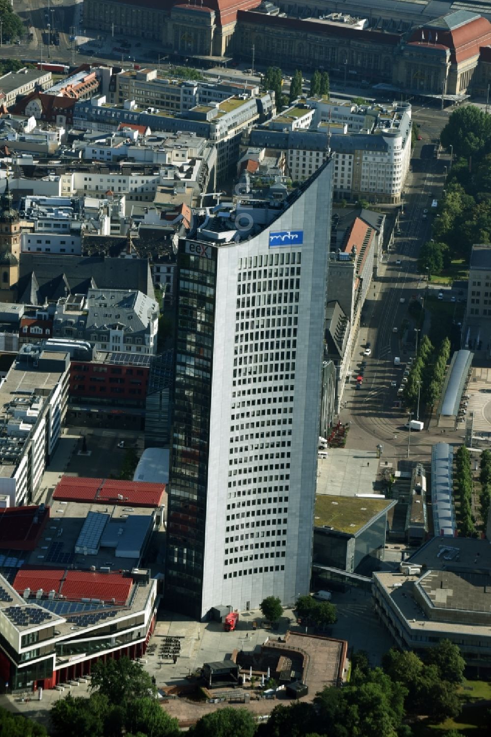 Leipzig from the bird's eye view: High-rise buildings City-Hochhaus in Leipzig in the state Saxony