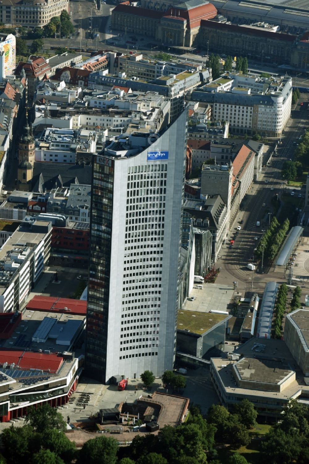 Aerial image Leipzig - High-rise buildings City-Hochhaus in Leipzig in the state Saxony