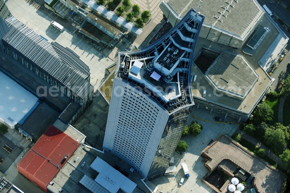 Leipzig from the bird's eye view: High-rise buildings City-Hochhaus in Leipzig in the state Saxony