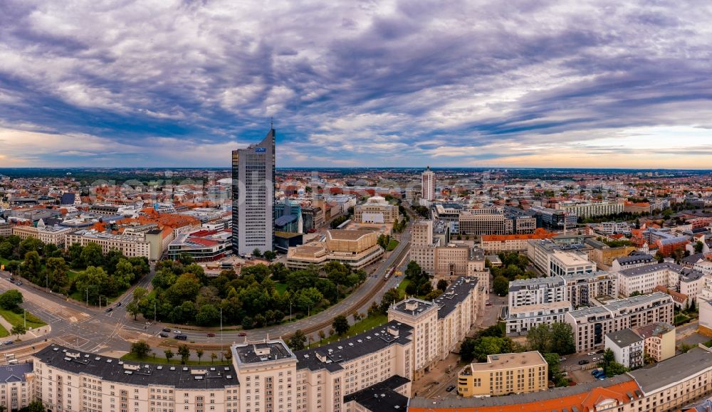 Leipzig from the bird's eye view: High-rise buildings City-Hochhaus in Leipzig in the state Saxony