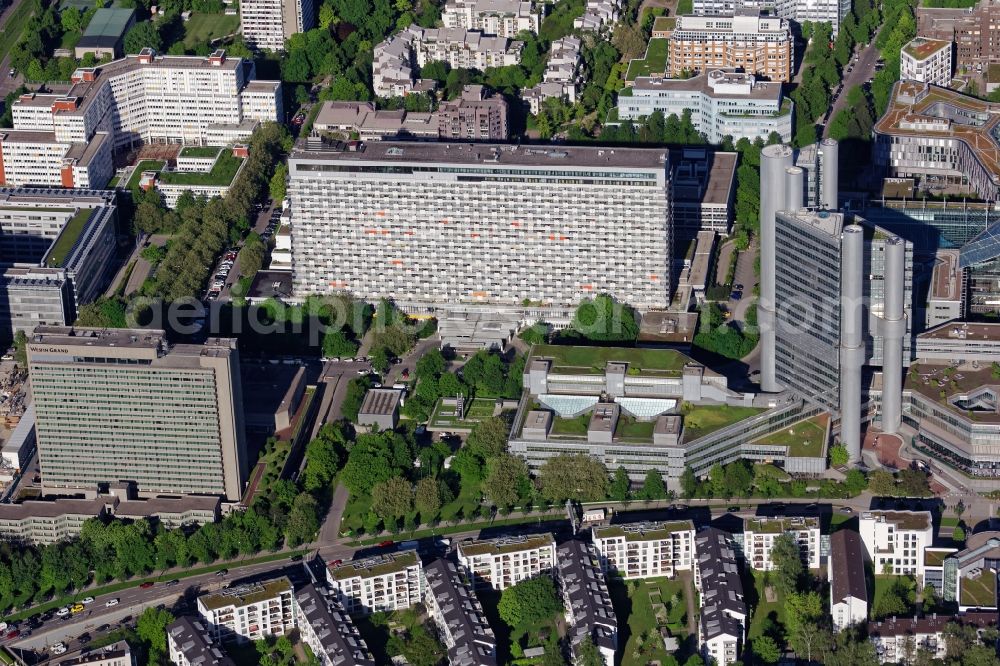 München from the bird's eye view: High-rise ensemble of Arabellapark in Munich in the state Bavaria, Germany