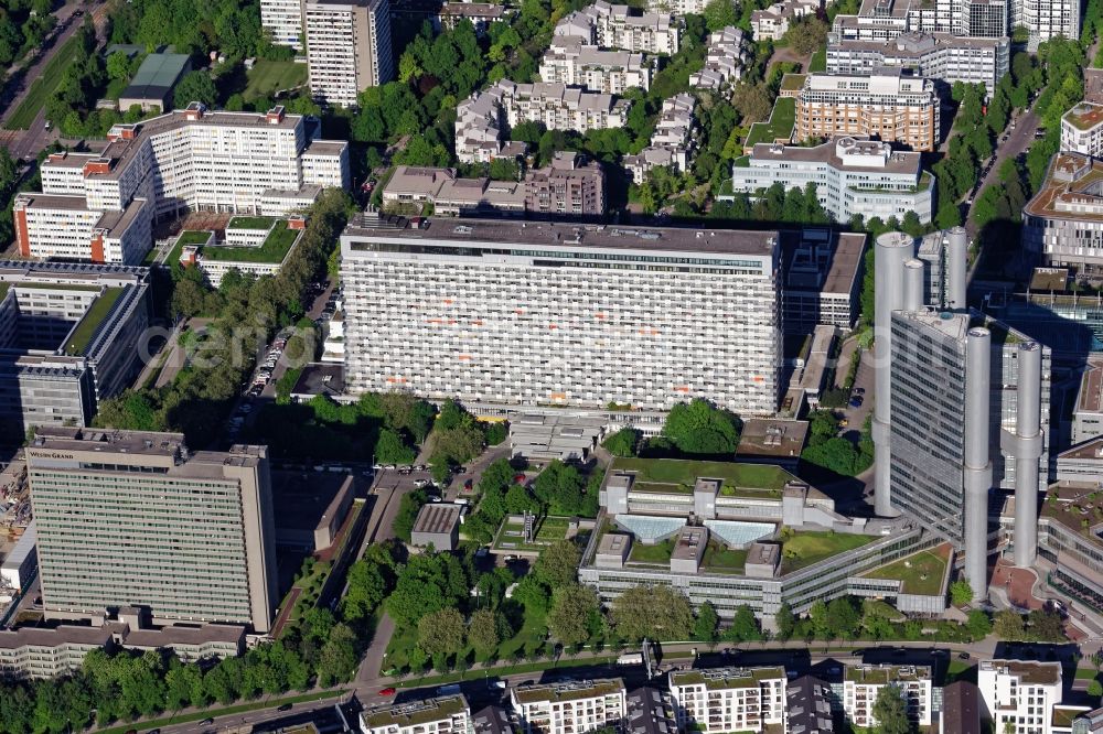 Aerial image München - High-rise ensemble of Arabellapark in Munich in the state Bavaria, Germany