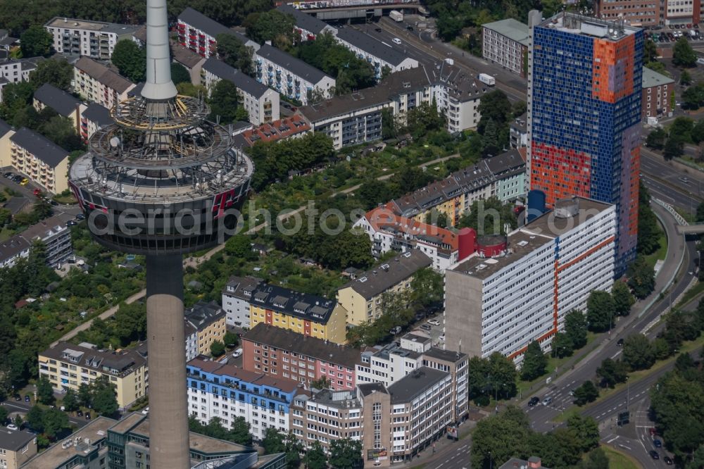 Köln from above - High-rise building Herkules-Hochhaus on Graeffstrasse in Cologne in the state North Rhine-Westphalia, Germany