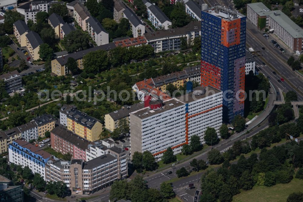 Aerial image Köln - High-rise building Herkules-Hochhaus on Graeffstrasse in Cologne in the state North Rhine-Westphalia, Germany