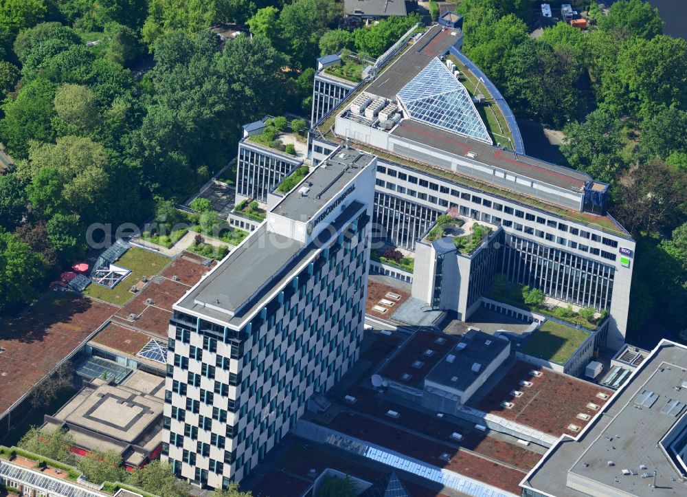 Aerial image Berlin - The Hotel InterContinental in Berlin-Tiergarten is located in the Budapester Straße and opened 1958. It is a landmarked building and is known for its checkerboard facade