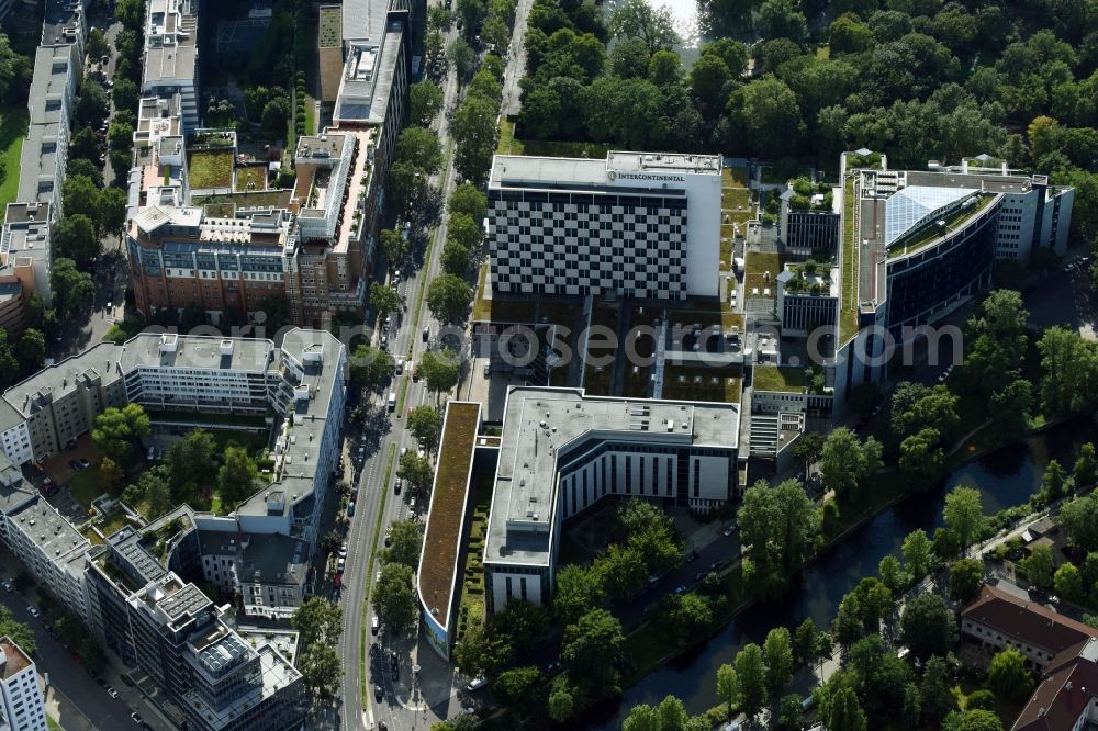 Berlin from the bird's eye view: High - rise building of Hotel InterContinental on Budapest 's street in Tiergarten district in Berlin