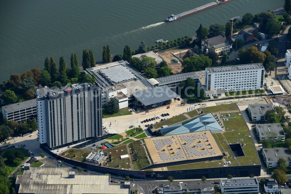 Bonn from the bird's eye view: High-rise building of the hotel complex Bonn Marriott World Conference Hotel on Platz of Vereinten Nationen in Bonn in the state North Rhine-Westphalia, Germany