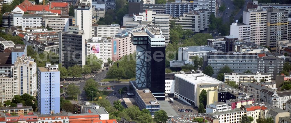 Aerial image Berlin - High-rise building of the hotel complex Hotel Riu Plaza Berlin an der Martin-Luther-Strasse in Berlin in Berlin, Germany