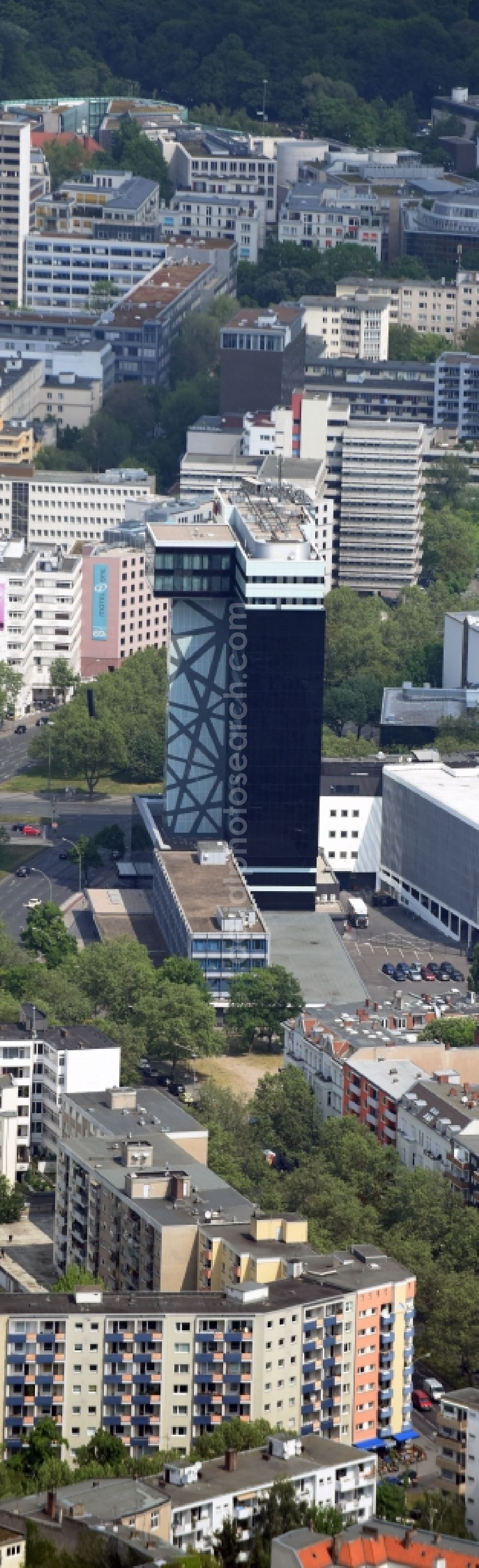 Berlin from above - High-rise building of the hotel complex Hotel Riu Plaza Berlin an der Martin-Luther-Strasse in Berlin in Berlin, Germany