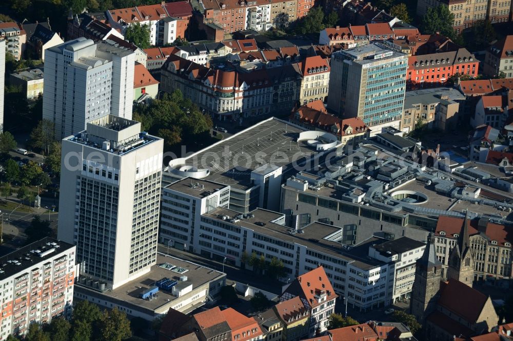 Erfurt from the bird's eye view: High-rise building of the hotel complex Radisson Blu Hotel on Juri-Gagarin-Ring in Erfurt in the state Thuringia