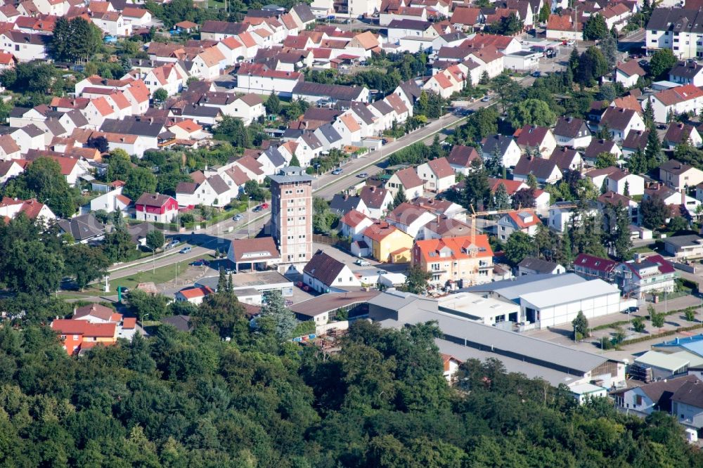 Jockgrim from above - High-rise building Ludovici in Jockgrim in the state Rhineland-Palatinate, Germany