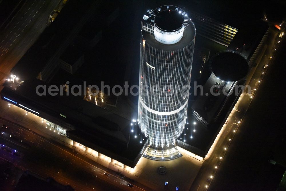 Aerial photograph Nürnberg - Night view of High-rise buildings Nuernberger Versicherungsgruppe on Ostendstrasse in Nuremberg in the state Bavaria