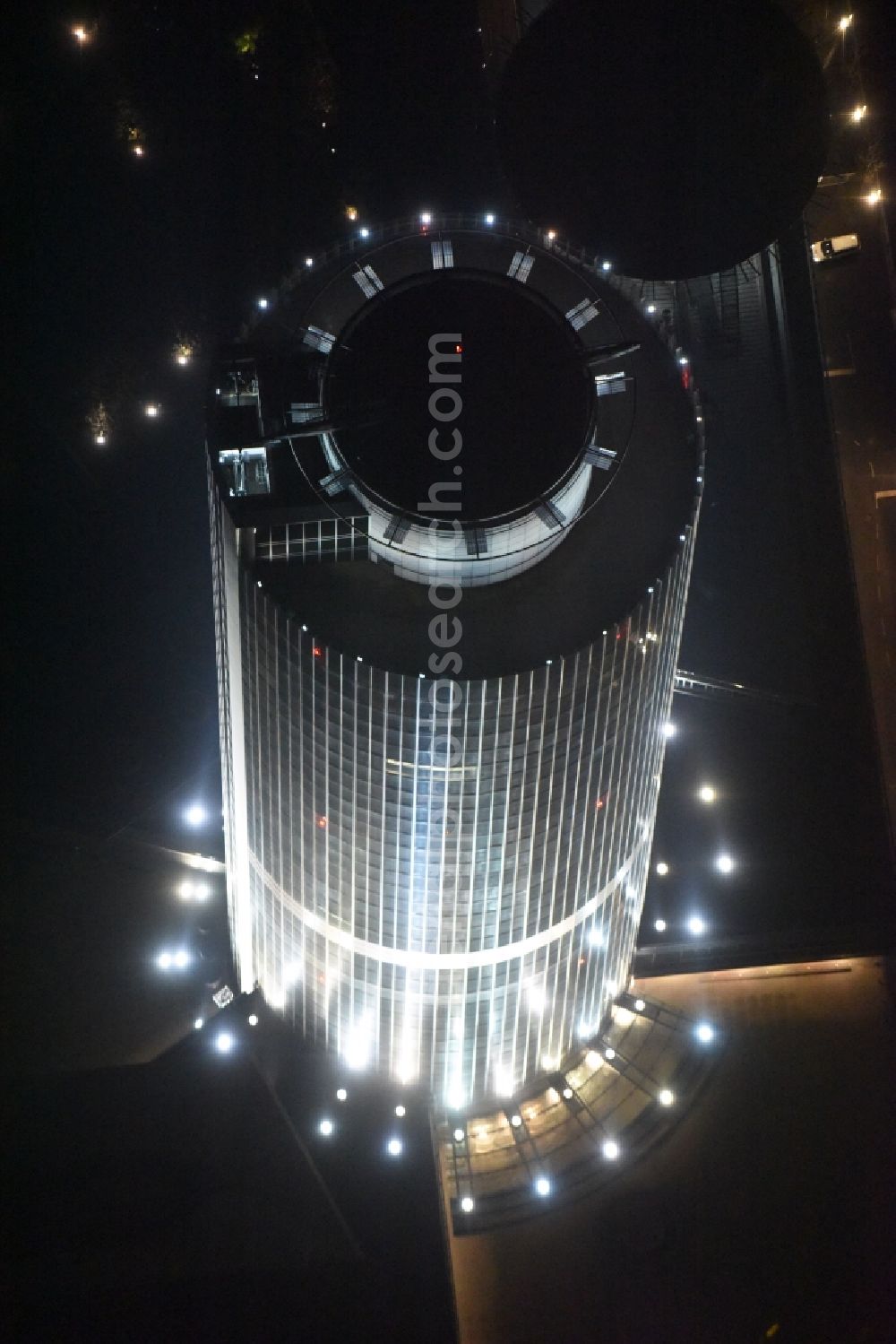 Aerial photograph Nürnberg - Night view of High-rise buildings Nuernberger Versicherungsgruppe on Ostendstrasse in Nuremberg in the state Bavaria