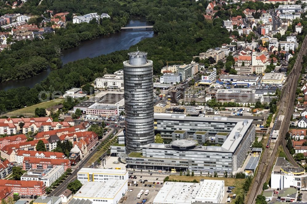 Nürnberg from the bird's eye view: High-rise buildings Nuernberger Versicherungsgruppe on Ostendstrasse in Nuremberg in the state Bavaria